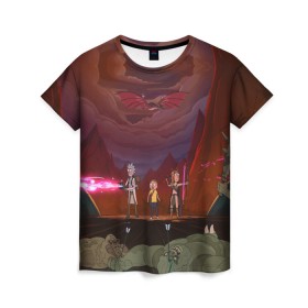 Женская футболка 3D с принтом Dragon Rescuers в Санкт-Петербурге, 100% полиэфир ( синтетическое хлопкоподобное полотно) | прямой крой, круглый вырез горловины, длина до линии бедер | 4 сезон | dsgnosadchaya | rick  morty | джастин ройланд | дракон | дэн хармон | миссикс | плюмбус | рик и морти | саммер