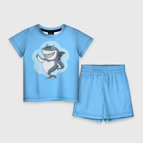 Детский костюм с шортами 3D с принтом Акула с улыбкой в Санкт-Петербурге,  |  | Тематика изображения на принте: shark | акула | весёлый | вода | животное | зубы | милый | море | океан | опасный | палец вверх | подводный | природа | рыба | синий | смешной | улыбка | хищник | хищное