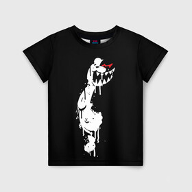 Детская футболка 3D с принтом MONOKUMA в Санкт-Петербурге, 100% гипоаллергенный полиэфир | прямой крой, круглый вырез горловины, длина до линии бедер, чуть спущенное плечо, ткань немного тянется | anime | bear | black | danganronpa | japan | monokuma | white | аниме | белое | медведь | монокума | черное | япония