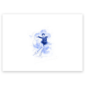 Поздравительная открытка с принтом Фигурное катание в Санкт-Петербурге, 100% бумага | плотность бумаги 280 г/м2, матовая, на обратной стороне линовка и место для марки
 | figure skating | коньки | конькобежный спорт | фигурное катание