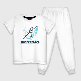 Детская пижама хлопок с принтом SKATING competition в Санкт-Петербурге, 100% хлопок |  брюки и футболка прямого кроя, без карманов, на брюках мягкая резинка на поясе и по низу штанин
 | зимний спорт | катание на льду | коньки | конькобежный спорт | фигурное катание