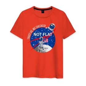Мужская футболка хлопок с принтом Not flat в Санкт-Петербурге, 100% хлопок | прямой крой, круглый вырез горловины, длина до линии бедер, слегка спущенное плечо. | Тематика изображения на принте: nasa | science | астронавт | астрономия | венера | земля | космонавт | космос | наука | научный | планеты | юпитер