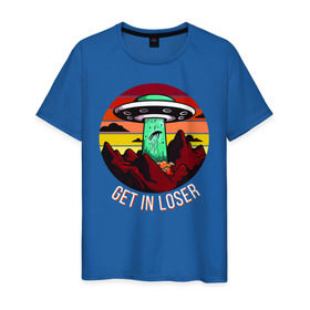 Мужская футболка хлопок с принтом Get in loser в Санкт-Петербурге, 100% хлопок | прямой крой, круглый вырез горловины, длина до линии бедер, слегка спущенное плечо. | science | астронавт | астрономия | венера | земля | инопланетяне | космонавт | космос | летающая тарелка | наука | научный | планеты | юпитер
