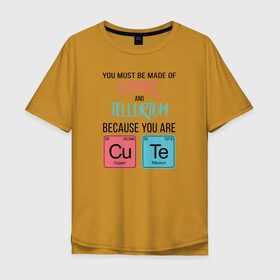 Мужская футболка хлопок Oversize с принтом Copper and Tellurium в Санкт-Петербурге, 100% хлопок | свободный крой, круглый ворот, “спинка” длиннее передней части | cute | science | металл | наука | научный юмор | переодическая система | таблица | таблица менделеева | химические элементы | химия | юмор