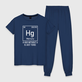 Женская пижама хлопок с принтом Hug в Санкт-Петербурге, 100% хлопок | брюки и футболка прямого кроя, без карманов, на брюках мягкая резинка на поясе и по низу штанин | cute | science | металл | наука | научный юмор | переодическая система | таблица | таблица менделеева | химические элементы | химия | юмор