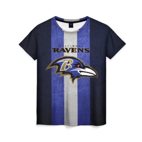 Женская футболка 3D с принтом Baltimore Ravens в Санкт-Петербурге, 100% полиэфир ( синтетическое хлопкоподобное полотно) | прямой крой, круглый вырез горловины, длина до линии бедер | 