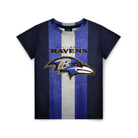 Детская футболка 3D с принтом Baltimore Ravens в Санкт-Петербурге, 100% гипоаллергенный полиэфир | прямой крой, круглый вырез горловины, длина до линии бедер, чуть спущенное плечо, ткань немного тянется | 