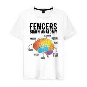 Мужская футболка хлопок с принтом Fences Brain Anatomy в Санкт-Петербурге, 100% хлопок | прямой крой, круглый вырез горловины, длина до линии бедер, слегка спущенное плечо. | brain | fances | мозг | рапира | фехтовальщики | фехтование | шпага