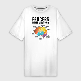 Платье-футболка хлопок с принтом Fences Brain Anatomy в Санкт-Петербурге,  |  | brain | fances | мозг | рапира | фехтовальщики | фехтование | шпага