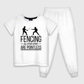 Детская пижама хлопок с принтом Fencing в Санкт-Петербурге, 100% хлопок |  брюки и футболка прямого кроя, без карманов, на брюках мягкая резинка на поясе и по низу штанин
 | brain | fances | fencing | мозг | рапира | фехтовальщики | фехтование | шпага
