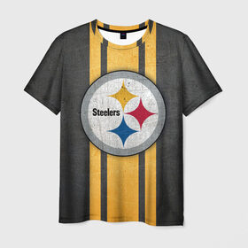 Мужская футболка 3D с принтом Pittsburgh Steelers в Санкт-Петербурге, 100% полиэфир | прямой крой, круглый вырез горловины, длина до линии бедер | 