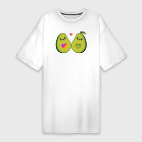 Платье-футболка хлопок с принтом Авокадо парное в Санкт-Петербурге,  |  | animal | avocado | heart | like | likee | авокадо | животные | лайк | лайки