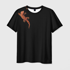 Мужская футболка 3D с принтом Ручной геккон в Санкт-Петербурге, 100% полиэфир | прямой крой, круглый вырез горловины, длина до линии бедер | варан | геккон | домашнее животное | игуана | любимец | люблю животных | милая ящерка | милый зверек | мой дракон | пресмыкающиеся | ручная ящерица | ручной геккон | ручной дракон | ручной зверек