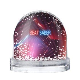 Снежный шар с принтом Beat Saber в Санкт-Петербурге, Пластик | Изображение внутри шара печатается на глянцевой фотобумаге с двух сторон | 3d | 3д | beat | saber | виртуальная | игра | реальность | ритм