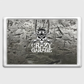 Магнит 45*70 с принтом Crazy garage в Санкт-Петербурге, Пластик | Размер: 78*52 мм; Размер печати: 70*45 | bones | garage | helmet | metal | orbits | skull | teeth | wrench | гаечный ключ | гараж | глазницы | зубы | металл | череп | шлем