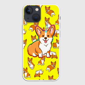 Чехол для iPhone 13 mini с принтом Corgi в Санкт-Петербурге,  |  | corgi | dog | dogs | волшебство | единорог | корги | мило | радуга | собаки | собачки