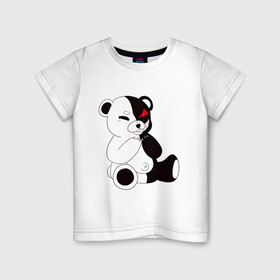 Детская футболка хлопок с принтом Monokuma в Санкт-Петербурге, 100% хлопок | круглый вырез горловины, полуприлегающий силуэт, длина до линии бедер | danganronpa | eye | monokuma | аватар | антагонист | глаз | игрушка | медведь | монокума | мягкая | панда | робот