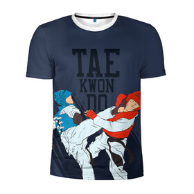 Мужская футболка 3D спортивная с принтом Taekwondo в Санкт-Петербурге, 100% полиэстер с улучшенными характеристиками | приталенный силуэт, круглая горловина, широкие плечи, сужается к линии бедра | taekwondo | восточные единоборства | единоборства | теквондо | тхэквондо | тэквондо