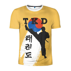 Мужская футболка 3D спортивная с принтом TKD в Санкт-Петербурге, 100% полиэстер с улучшенными характеристиками | приталенный силуэт, круглая горловина, широкие плечи, сужается к линии бедра | taekwondo | восточные единоборства | единоборства | теквондо | тхэквондо | тэквондо