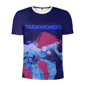 Мужская футболка 3D спортивная с принтом Taekwondo в Санкт-Петербурге, 100% полиэстер с улучшенными характеристиками | приталенный силуэт, круглая горловина, широкие плечи, сужается к линии бедра | taekwondo | восточные единоборства | единоборства | теквондо | тхэквондо | тэквондо