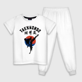 Детская пижама хлопок с принтом Taekwondo в Санкт-Петербурге, 100% хлопок |  брюки и футболка прямого кроя, без карманов, на брюках мягкая резинка на поясе и по низу штанин
 | Тематика изображения на принте: taekwondo | восточные единоборства | единоборства | теквондо | тхэквондо | тэквондо