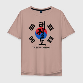 Мужская футболка хлопок Oversize с принтом Taekwondo в Санкт-Петербурге, 100% хлопок | свободный крой, круглый ворот, “спинка” длиннее передней части | taekwondo | восточные единоборства | единоборства | теквондо | тхэквондо | тэквондо