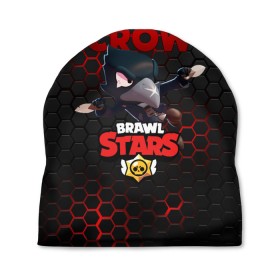 Шапка 3D с принтом BRAWL STARS CROW в Санкт-Петербурге, 100% полиэстер | универсальный размер, печать по всей поверхности изделия | bibi | brawl stars | crow | el brown | leon | leon shark | max | sally leon | shark | stars | акула | биби | ворон | леон