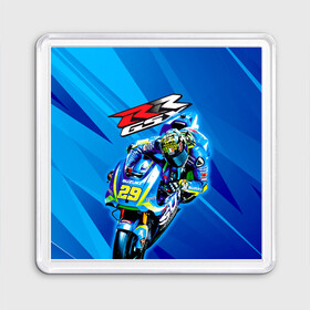 Магнит 55*55 с принтом Suzuki MotoGP в Санкт-Петербурге, Пластик | Размер: 65*65 мм; Размер печати: 55*55 мм | Тематика изображения на принте: bike | bikes | moto | moto gp | motogp | motorcycle | suzuki | suzuki moto gp | suzuki motogp | байкер | мото | мото гп | мотогонки | мотогп | мотоцикл | мотоциклист | мотоциклы | сузуки | сузуки мото | сузуки мотогп