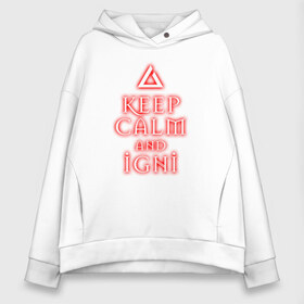 Женское худи Oversize хлопок с принтом Keep calm and igni в Санкт-Петербурге, френч-терри — 70% хлопок, 30% полиэстер. Мягкий теплый начес внутри —100% хлопок | боковые карманы, эластичные манжеты и нижняя кромка, капюшон на магнитной кнопке | Тематика изображения на принте: igni | keep calm | keep calm and igni | the witcher | ведьмак | ведьмак 2 | ведьмак 3 | ведьмак сериал.ведьмак 1 | знак | знак игни | игни | сериал ведьмак