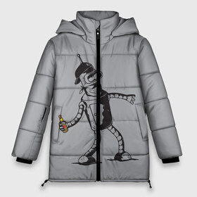 Женская зимняя куртка 3D с принтом Futurama Bender Banksy в Санкт-Петербурге, верх — 100% полиэстер; подкладка — 100% полиэстер; утеплитель — 100% полиэстер | длина ниже бедра, силуэт Оверсайз. Есть воротник-стойка, отстегивающийся капюшон и ветрозащитная планка. 

Боковые карманы с листочкой на кнопках и внутренний карман на молнии | bender | express | fry | futurama | future | leela | philip | planet | turanga | zoidberg | бендер | будущее | джей | зойдберг | лила | родригес | сгибальщик | туранга | филип | фрай | футурама