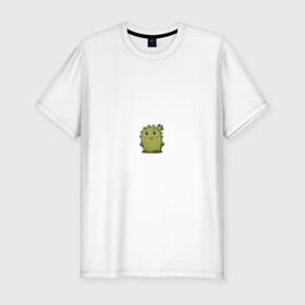 Мужская футболка хлопок Slim с принтом кактус в Санкт-Петербурге, 92% хлопок, 8% лайкра | приталенный силуэт, круглый вырез ворота, длина до линии бедра, короткий рукав | emoji рисунок | kaktus | кактус | кактусик | смайл | стикер | эмоджи