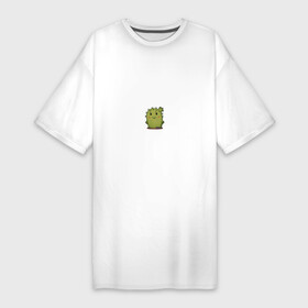 Платье-футболка хлопок с принтом кактус в Санкт-Петербурге,  |  | emoji рисунок | kaktus | кактус | кактусик | смайл | стикер | эмоджи