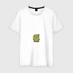 Мужская футболка хлопок с принтом кактус в Санкт-Петербурге, 100% хлопок | прямой крой, круглый вырез горловины, длина до линии бедер, слегка спущенное плечо. | emoji рисунок | kaktus | кактус | кактусик | смайл | стикер | эмоджи