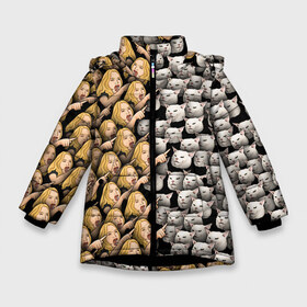 Зимняя куртка для девочек 3D с принтом Девушки орут на котиков в Санкт-Петербурге, ткань верха — 100% полиэстер; подклад — 100% полиэстер, утеплитель — 100% полиэстер. | длина ниже бедра, удлиненная спинка, воротник стойка и отстегивающийся капюшон. Есть боковые карманы с листочкой на кнопках, утяжки по низу изделия и внутренний карман на молнии. 

Предусмотрены светоотражающий принт на спинке, радужный светоотражающий элемент на пуллере молнии и на резинке для утяжки. | Тематика изображения на принте: cat | meme | девушка | женщина | истерика | кот | котик | котики | коты | кошка | крик | кричит | мем | паттерн