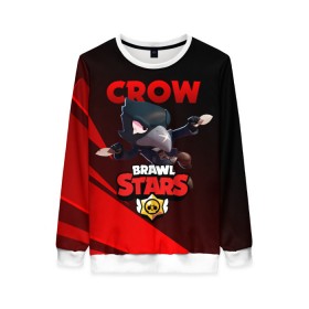 Женский свитшот 3D с принтом BRAWL STARS CROW в Санкт-Петербурге, 100% полиэстер с мягким внутренним слоем | круглый вырез горловины, мягкая резинка на манжетах и поясе, свободная посадка по фигуре | brawl stars | crow | leon | leon shark | leon werewolf | sally leon | shark | stars | werewolf | акула | берли | ворон | леон | леон акула | оборотень | оборотень леон | спайк | эль примо