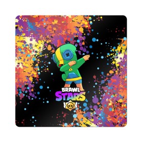 Магнит виниловый Квадрат с принтом Brawl Stars Leon, Dab в Санкт-Петербурге, полимерный материал с магнитным слоем | размер 9*9 см, закругленные углы | brawl | computer | dab | dance | game | gesture | hero | leon | main | moba | stars | герой | главный | даб | драки | жест | звезды | игра | компьютерная | лев | моба | танец