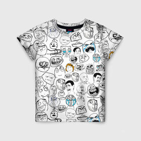 Детская футболка 3D с принтом МЕМЫ в Санкт-Петербурге, 100% гипоаллергенный полиэфир | прямой крой, круглый вырез горловины, длина до линии бедер, чуть спущенное плечо, ткань немного тянется | meme | pattern | smile | интернет приколы | мем | мемы | паттерн | прикол | рожицы | смайл | юмор