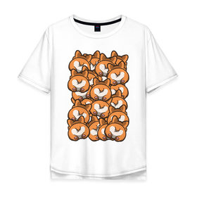 Мужская футболка хлопок Oversize с принтом Попки Корги в Санкт-Петербурге, 100% хлопок | свободный крой, круглый ворот, “спинка” длиннее передней части | корги | попки корги | собаки