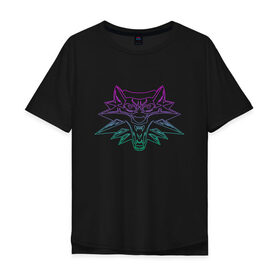 Мужская футболка хлопок Oversize с принтом The Witcher в Санкт-Петербурге, 100% хлопок | свободный крой, круглый ворот, “спинка” длиннее передней части | the witcher | wolf | ведьмак | видеоигра | витчер | волк | дикая охота | животные | игра | лого | логотип