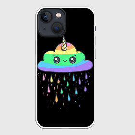 Чехол для iPhone 13 mini с принтом радужный единорог в Санкт-Петербурге,  |  | Тематика изображения на принте: like | likee | rainbow | единорог | лайк | облоко | радужный единорог | тучка