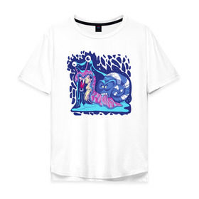 Мужская футболка хлопок Oversize с принтом Улитка в Санкт-Петербурге, 100% хлопок | свободный крой, круглый ворот, “спинка” длиннее передней части | красочный | мультик | неон | панцирь | прикол | улитка | юмор | яркий