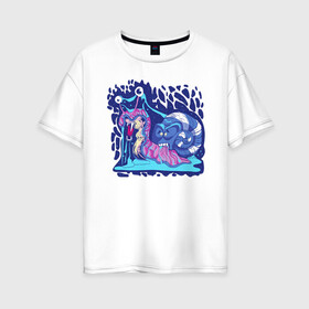 Женская футболка хлопок Oversize с принтом Улитка в Санкт-Петербурге, 100% хлопок | свободный крой, круглый ворот, спущенный рукав, длина до линии бедер
 | красочный | мультик | неон | панцирь | прикол | улитка | юмор | яркий