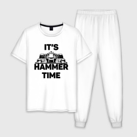 Мужская пижама хлопок с принтом Its hammer time в Санкт-Петербурге, 100% хлопок | брюки и футболка прямого кроя, без карманов, на брюках мягкая резинка на поясе и по низу штанин
 | hammer time | lewis hamilton | льюис хэмильтон
