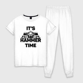 Женская пижама хлопок с принтом Its hammer time в Санкт-Петербурге, 100% хлопок | брюки и футболка прямого кроя, без карманов, на брюках мягкая резинка на поясе и по низу штанин | hammer time | lewis hamilton | льюис хэмильтон