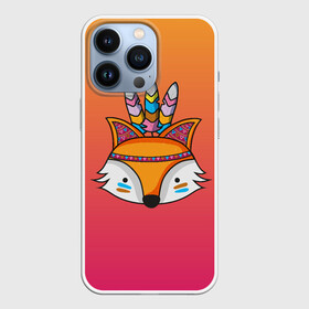 Чехол для iPhone 13 Pro с принтом Лиса Индеец в Санкт-Петербурге,  |  | fox | венок | животные | лиса | лисенок | лисичка | полевые цветы | полынь | рисунок | ромашки | стикер | цветы