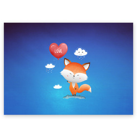 Поздравительная открытка с принтом Милый лисенок в Санкт-Петербурге, 100% бумага | плотность бумаги 280 г/м2, матовая, на обратной стороне линовка и место для марки
 | fox | венок | животные | лиса | лисенок | лисичка | полевые цветы | полынь | рисунок | ромашки | стикер | цветы