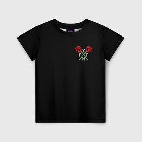 Детская футболка 3D с принтом PAYTON MOORMEIER (НА СПИНЕ) в Санкт-Петербурге, 100% гипоаллергенный полиэфир | прямой крой, круглый вырез горловины, длина до линии бедер, чуть спущенное плечо, ткань немного тянется | flower | payton moormeier | roses | tiktok | автограф payton | блогер | пейтон | пейтон моормиер | розы | тикток | тиктокер | цветы | ютубер