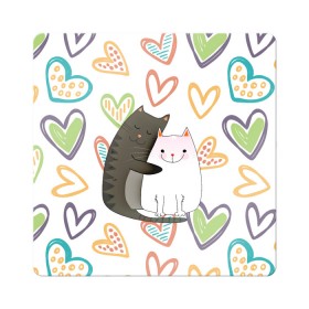 Магнит виниловый Квадрат с принтом Сладкая парочка в Санкт-Петербурге, полимерный материал с магнитным слоем | размер 9*9 см, закругленные углы | 14 февраля | 8 марта | валентинов день | верность | влюбленность | влюбленные | вместе навсегда | двое | девичник | девушке | кот | коты | кошка | кошки | любимая | любимый | люблю | люблю тебя | мы с то