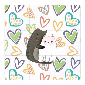 Магнитный плакат 3Х3 с принтом Сладкая парочка в Санкт-Петербурге, Полимерный материал с магнитным слоем | 9 деталей размером 9*9 см | 14 февраля | 8 марта | валентинов день | верность | влюбленность | влюбленные | вместе навсегда | двое | девичник | девушке | кот | коты | кошка | кошки | любимая | любимый | люблю | люблю тебя | мы с то