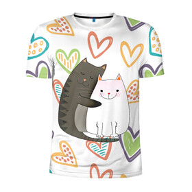 Мужская футболка 3D спортивная с принтом Сладкая парочка в Санкт-Петербурге, 100% полиэстер с улучшенными характеристиками | приталенный силуэт, круглая горловина, широкие плечи, сужается к линии бедра | Тематика изображения на принте: 14 февраля | 8 марта | валентинов день | верность | влюбленность | влюбленные | вместе навсегда | двое | девичник | девушке | кот | коты | кошка | кошки | любимая | любимый | люблю | люблю тебя | мы с то